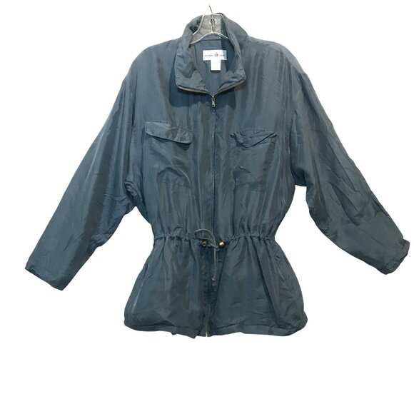 Points West Blue Silk Anorak Jacket Summer Weight Womens  L NWOT - Picture 7 of 8